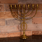 messianic menorah gold color with star of david details